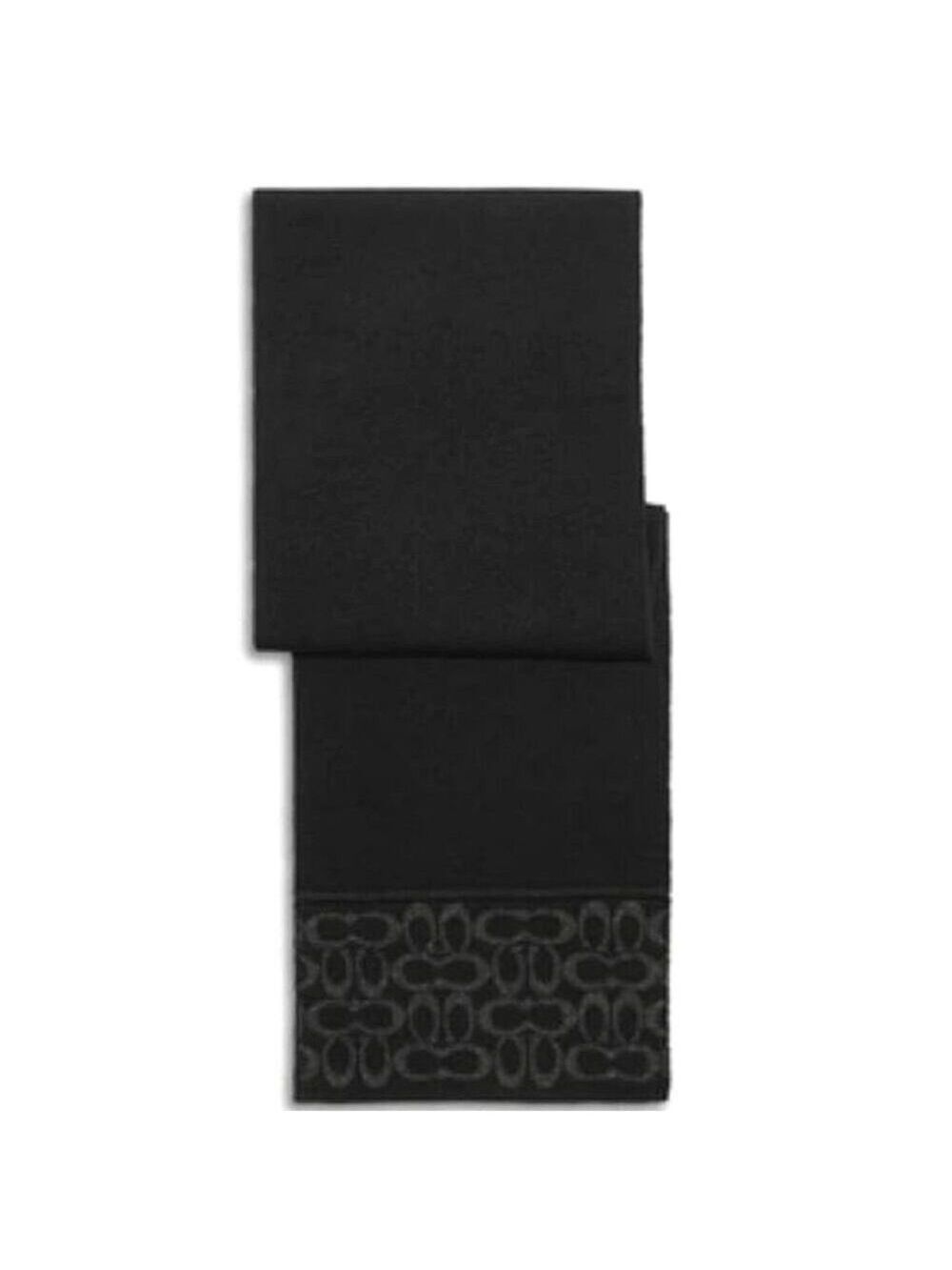 COACH BLACK WOOL SIGNATURE OBLONG SCARF